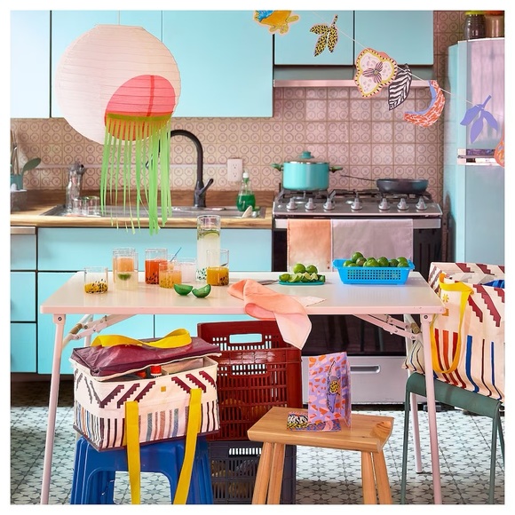 IKEA ÖMSESIDIG Shopping bag, stripe pattern lilac, 21 ¾x14 ½x14 ½ "/19 gallon - Picture 4 of 4